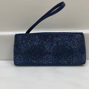 Talbots Beaded Evening Bag Blue